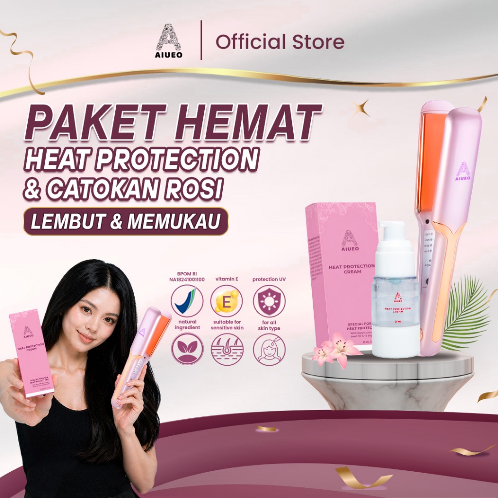 Jual AIUEO Catokan Rambut Rosi 459 & Heat Protection Cream 21ML - 3in1 ...