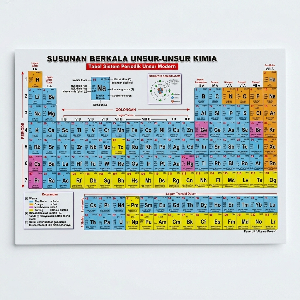 Jual Tabel Periodik Unsur Kimia Periodic Table SPU Ukuran Kecil 15,5 x ...