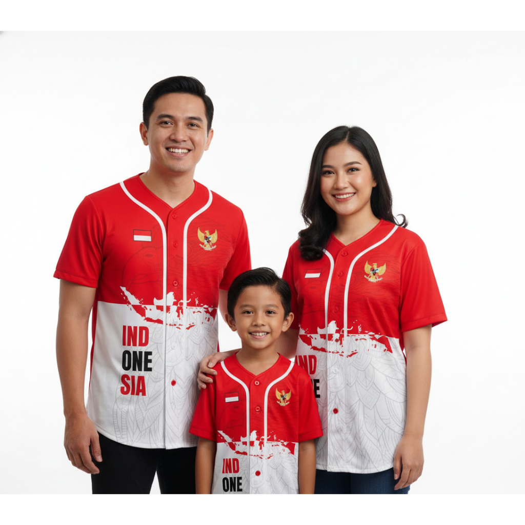 Kaos Jersey 17 Agustus Printing Dewasa & Anak Couple | Baju 17an HUT RI Kemerdekaan Merah Putih