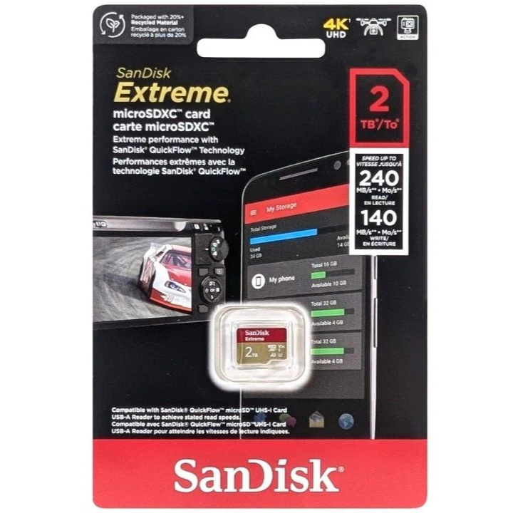 SANDISK microSDXC Extreme 512GB / 1TB / 2TB Class 10 UHS-I A2 V30 U3 4K UHD Drone (Up to 190MB/s) (4)