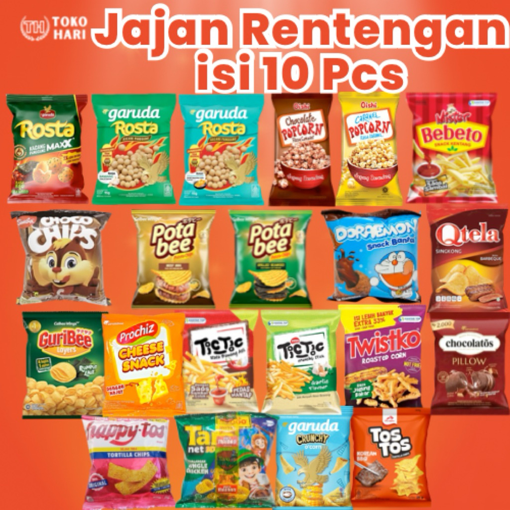 Jual Aneka snack rentengan 1 Renteng isi 10 pcs snack favorit. Cocok ...