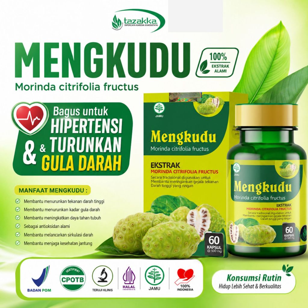 Obat Darah Tinggi Dan Kolesterol Kapsul Ekstrak Mengkudu Pace Noni Tazakka 60 Kapsul ORIGINAL ASLI.