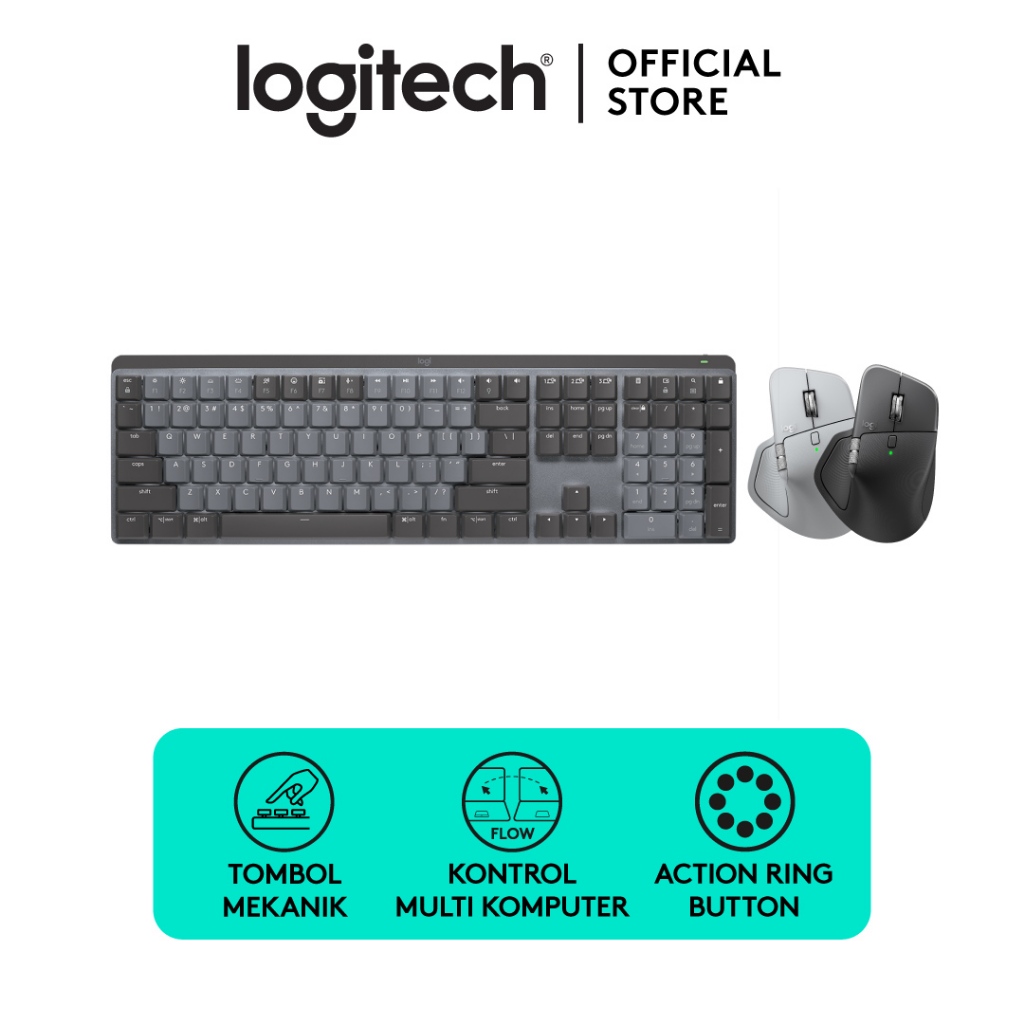 [BUNDLING] Logitech MX Master 4, Mouse Wireless Ergonomis + Logitech MX Mechanical Tactile Keyboard Wireless Bluetooth Backlit