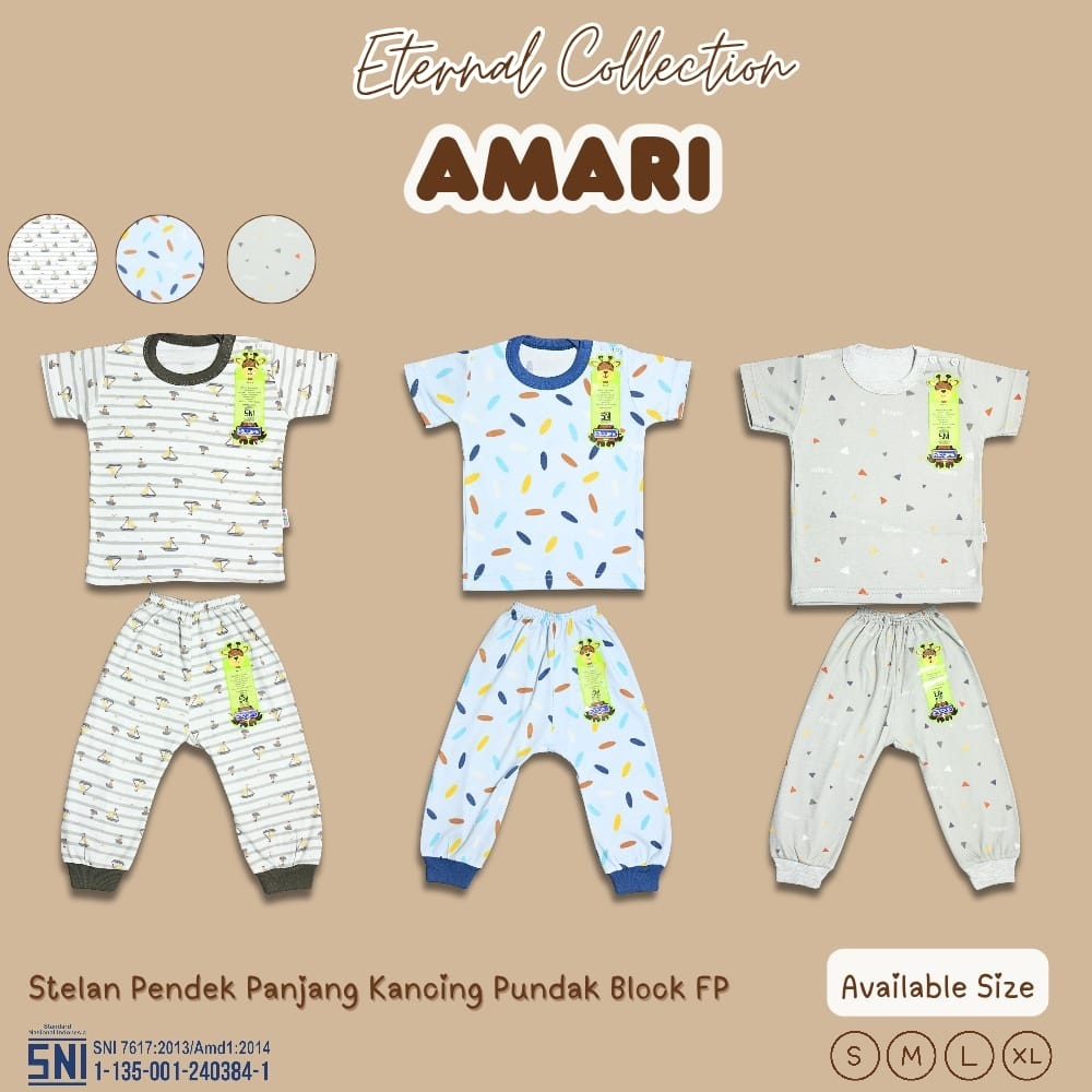 Jual Setelan Baju Bayi Ridges Amari / Baju Tidur Anak Kancing Pundak ...