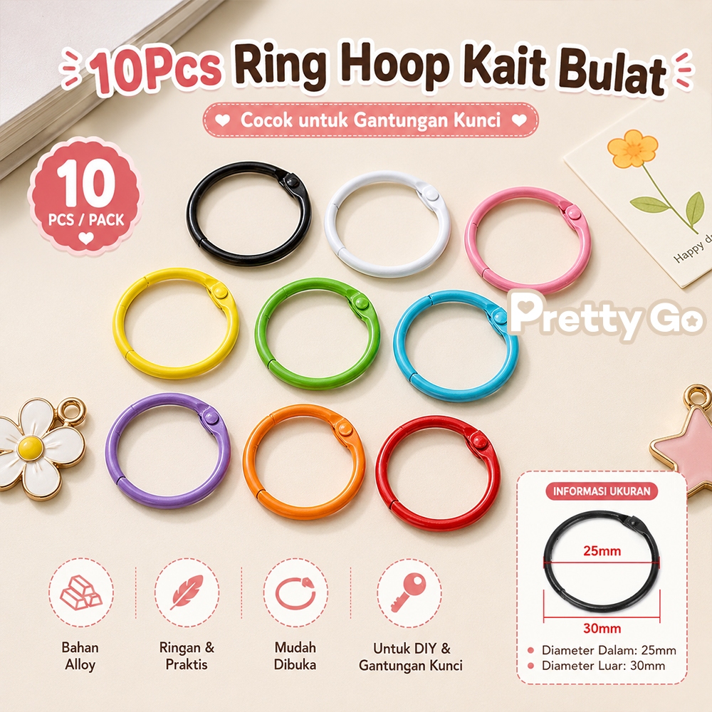Jual 10Pcs Ring Hoop Kait Bulat / Loose Leaf Book Keychain Holder ...