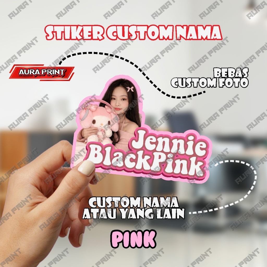 Stiker Custom Foto & Nama | Stiker Tahan Air | Stiker Helm | Stiker Laptop stiker nama dan foto custom free desain