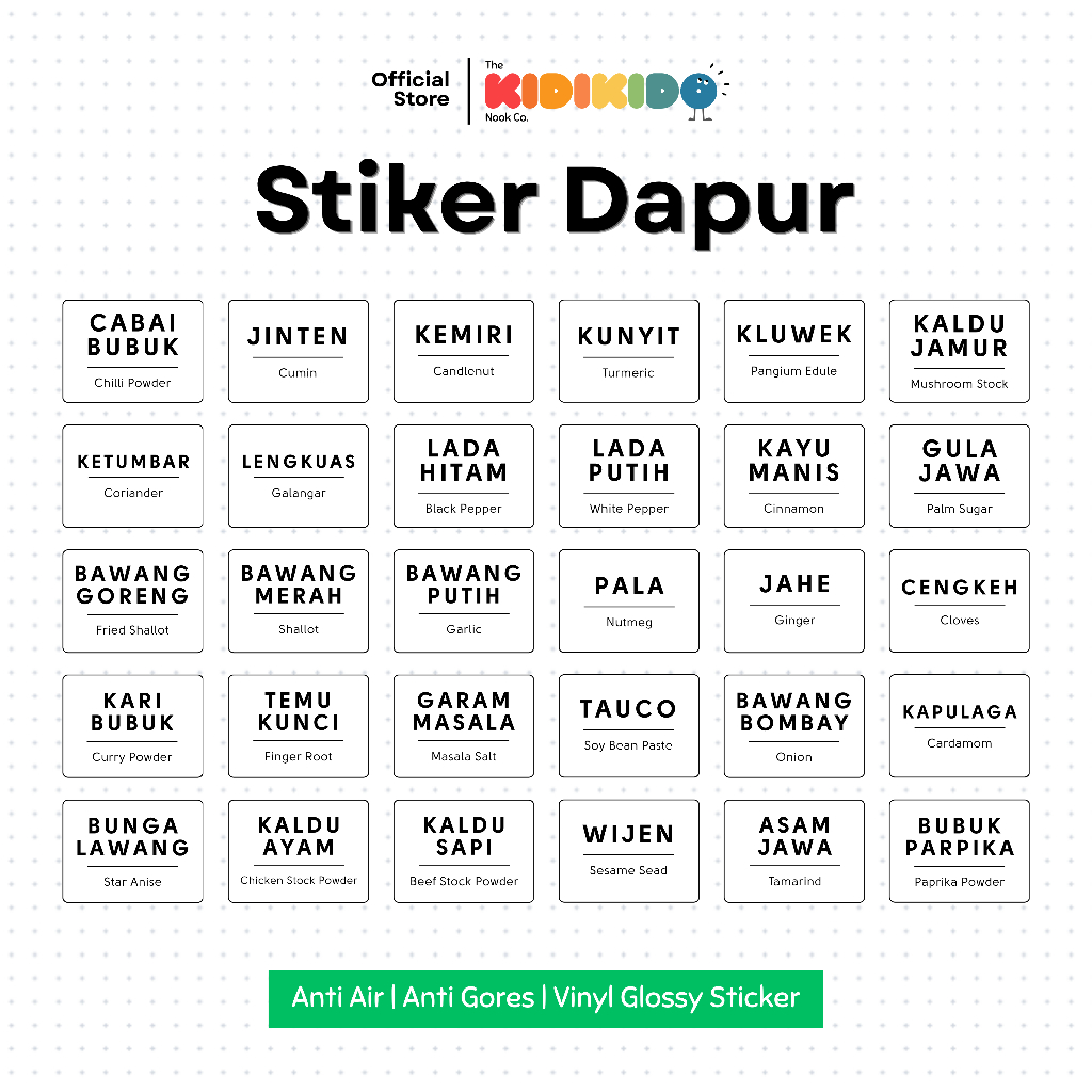 Jual [9 - 36 pcs] Sticker Label Dapur, Bumbu, Rempah, Minyak, Saus ...