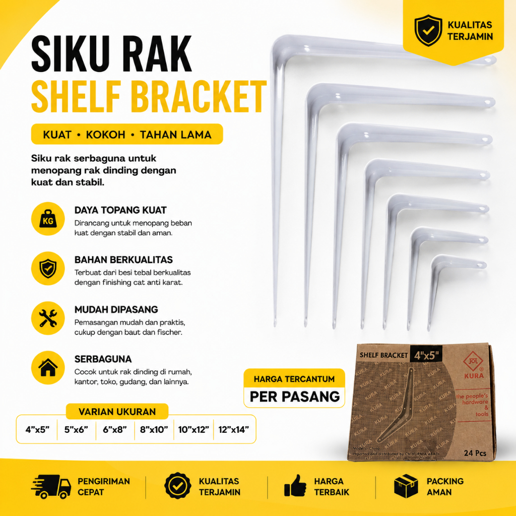 Jual Siku Rak Putih Kura Harga per Set (2pcs) | Shopee Indonesia
