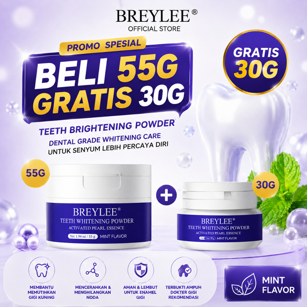 Jual BREYLEE HALAL Pemutih Gigi Teeth Whitening Powder 30g/55g ...