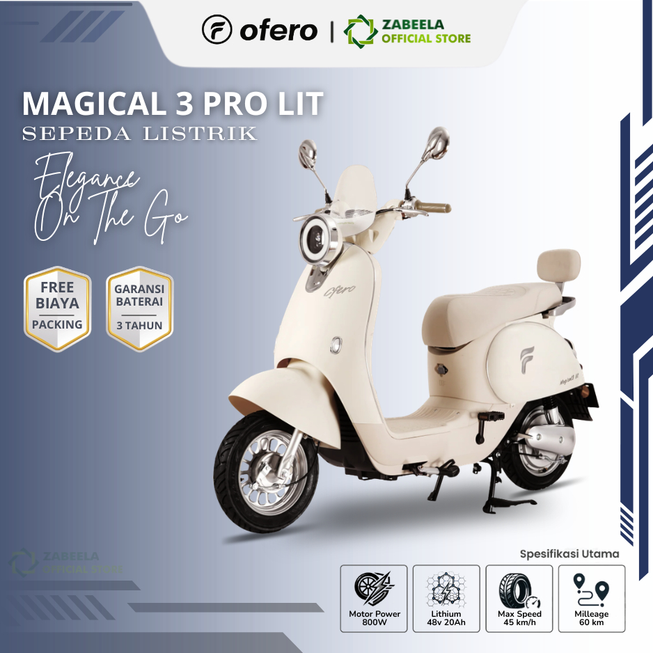 Sepeda Listrik Ofero Magical 3 Pro Lit - Baterai Lithium