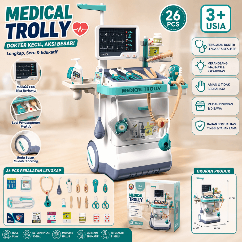 Jual Mainan Anak Doctor Medical Sets 26 PCS Medis Dokter Dokteran ...