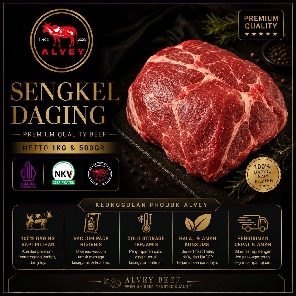 Jual Daging Sapi Sengkel Premium 1kg - Vacum Pack – ALVEY BEEF - Empuk ...