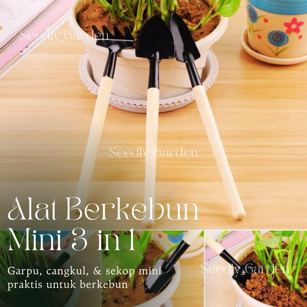 Seedly plant - 1 Set Alat Mini 3 in 1 Untuk Perkebunan Terdiri Dari (Garpu, Cangkul, Sekop)