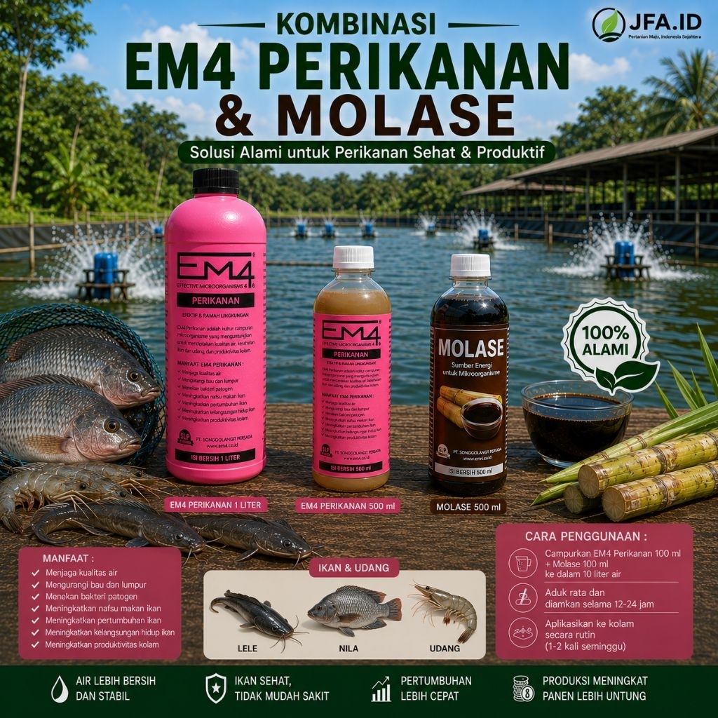 Jual Em4 Perikanan dan Molase 1 Liter | Vitamin Ikan | Nutrisi Kolam ...