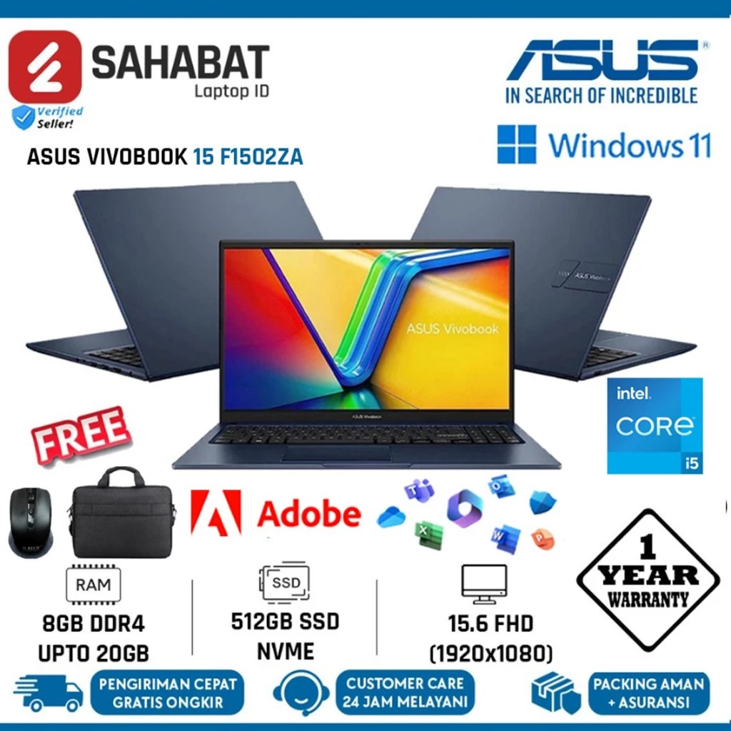 Asus Vivobook F1502ZA CORE i5 1235U 24GB 1TB SSD 15.6 FHD IPS Windows 11 Home