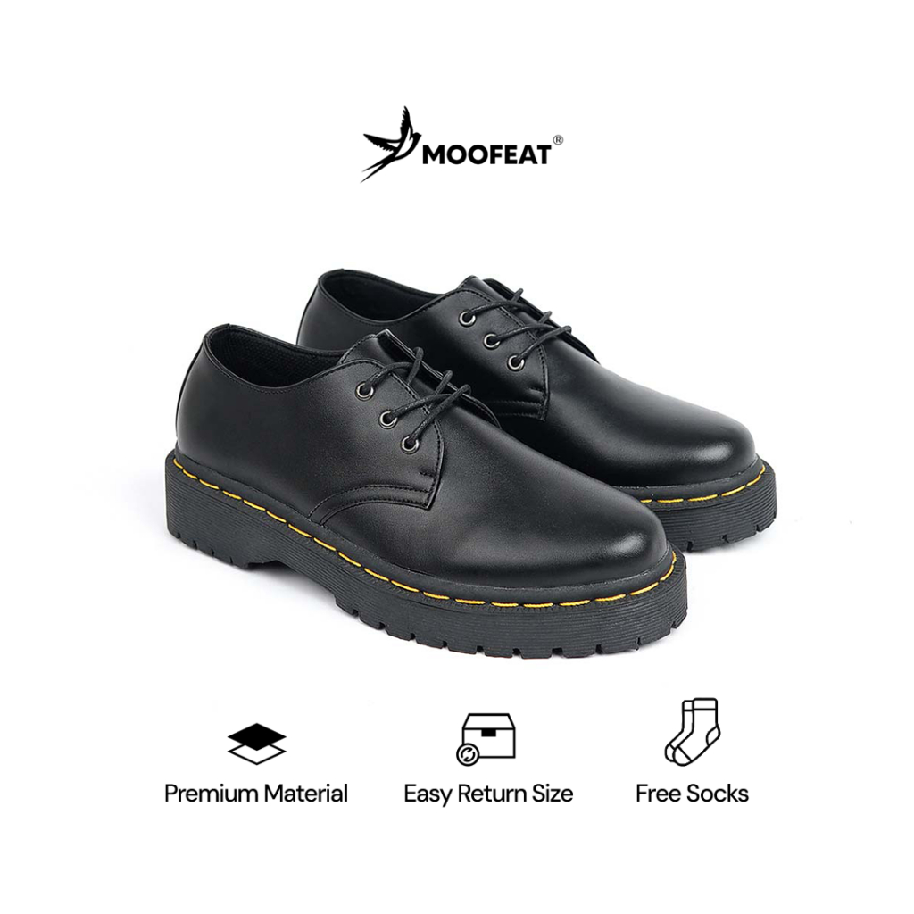 Jual Moofeat Brigan - Sepatu Kulit Pria Wanita Derby Casual Boots Hitam ...