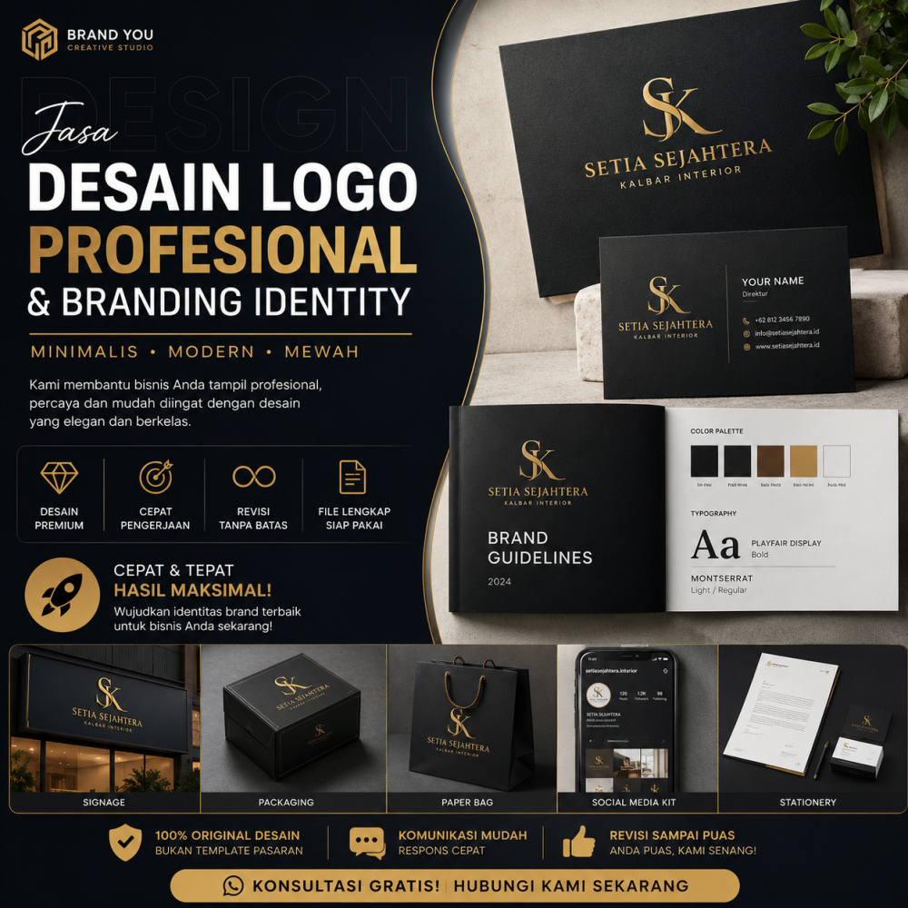 Jasa Desain Logo Profesional & Branding Identity - Minimalis Modern, Mewah, Cepat & Revisi Sampai Puas!