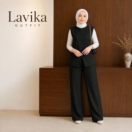 Foto 5 Setelan Vest & Celana Wanita Celana Panjang Bahan Semiwoll Premium | 010