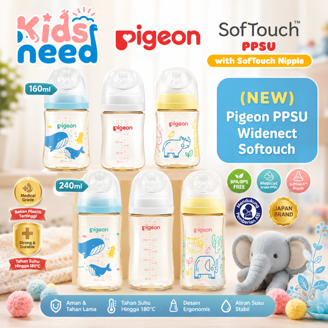 Jual (New)Botol Pigeon PPSU ORIGINAL 100% Biomass-PPSU Wide Neck 160ml ...