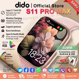DiDo-Samrt watch S11 ProMax Original with 2.1HD AMOLED Display GPS NFC Waterproof Bluetooth Call Smartwatch wanita pria wireless charging Dan Ganti Wallpapper Jam Tangan Smartwatch Jam Tangan Wani