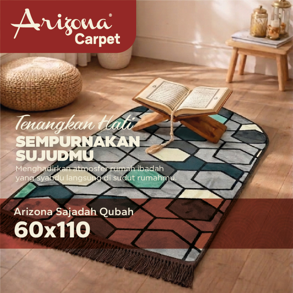 Sajadah Arizona Qubah Ukuran 60x110cm Busa Empuk Motif Minimalis Anti Slip