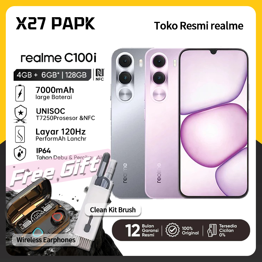 Jual realme C100i HP Android Layar Besar 120Hz Baterai 7000mAh Tahan ...