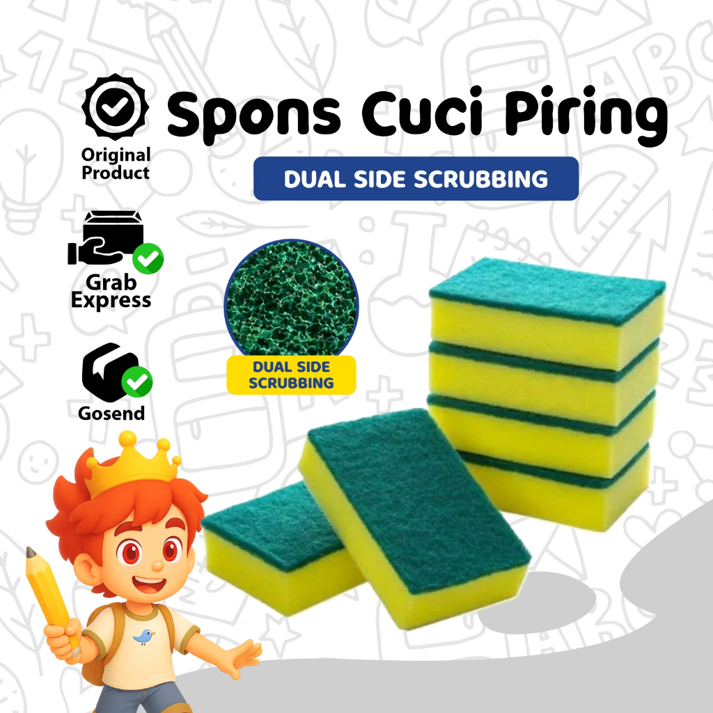 Jual Spons Cuci Piring 2 Warna Hijau Kuning/Magic Sponge/Spon Sabut ...