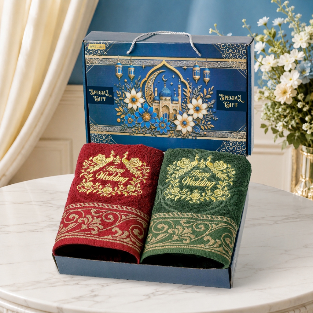 Aveline Hampers Handuk Bordir Couple Pernikahan Hampers Mangkok Set dan Handuk Premium / Hampers Handuk Couple Wedding / Set Handuk Bordir & Mangkok Keramik Premium