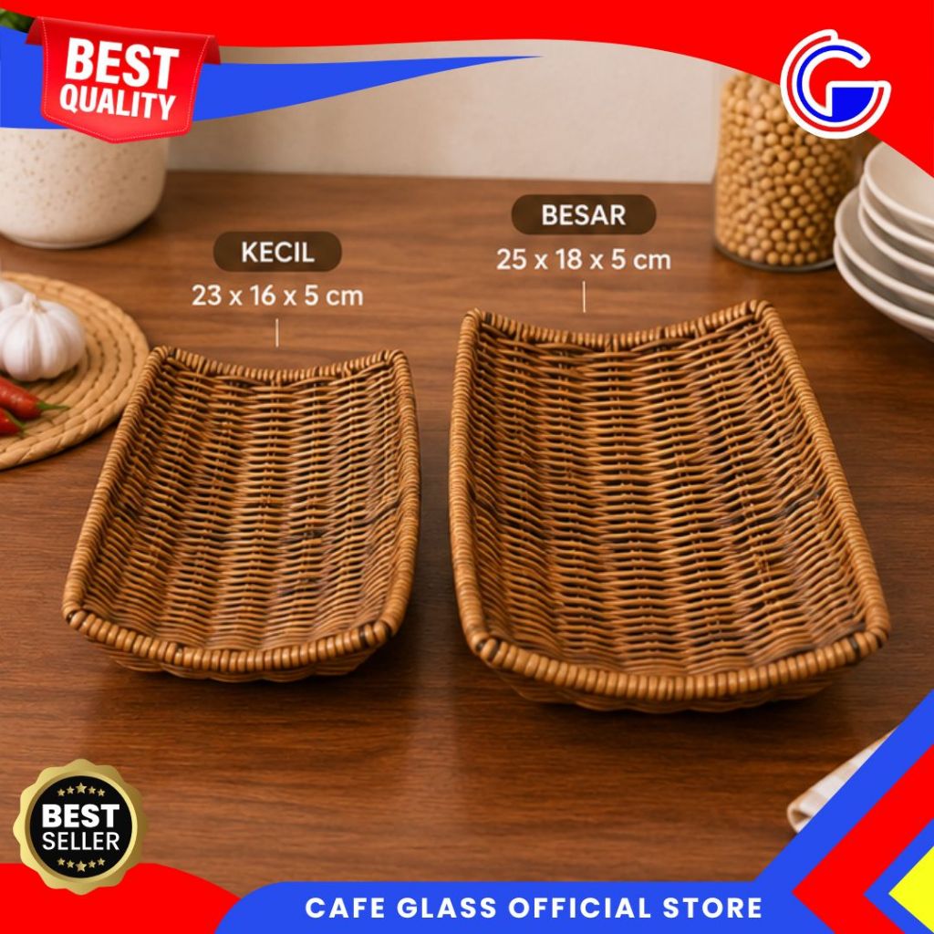 Piring Lidi Segi Rotan Tebal - Piring Rotan Serbaguna - Piring Anyaman Rotan