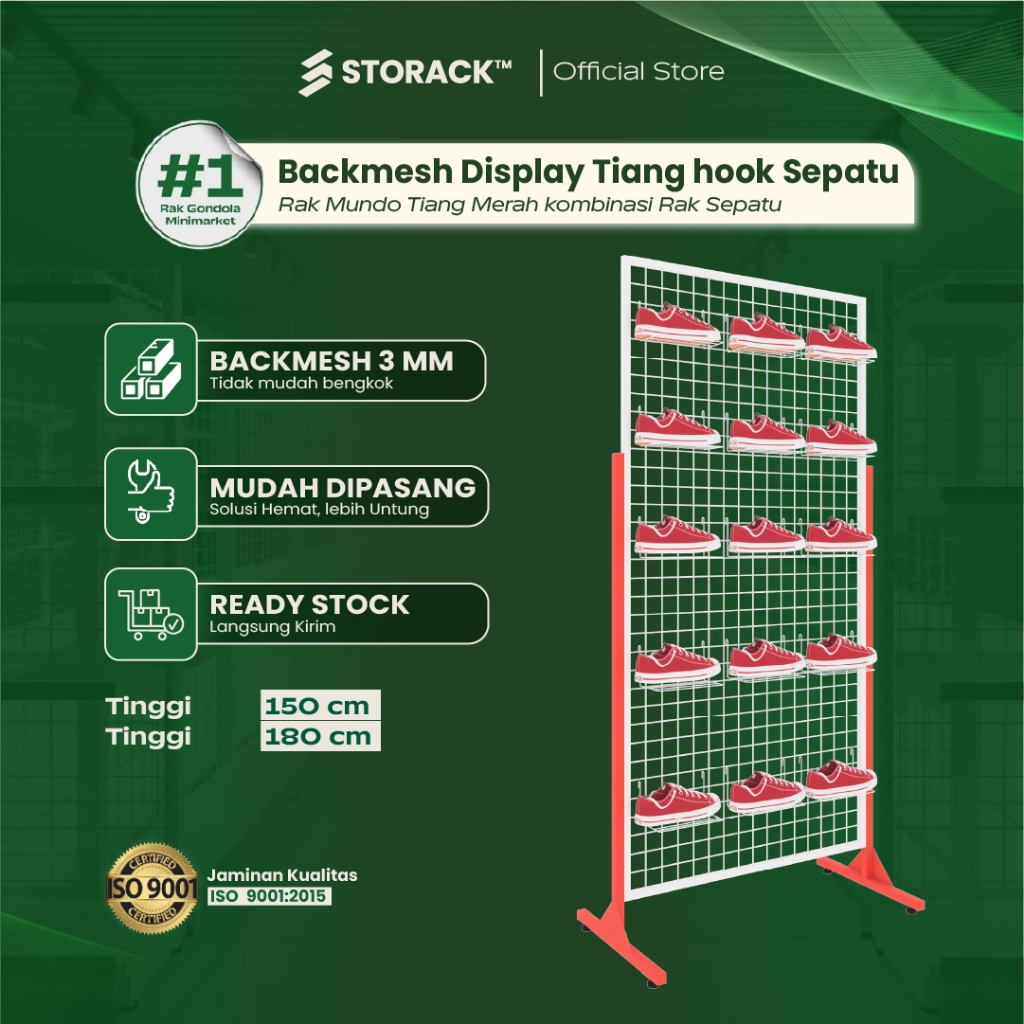 Jual STORACK™ Rak Display Jualan Sepatu Sandal Backmesh Mundo TIANG ...
