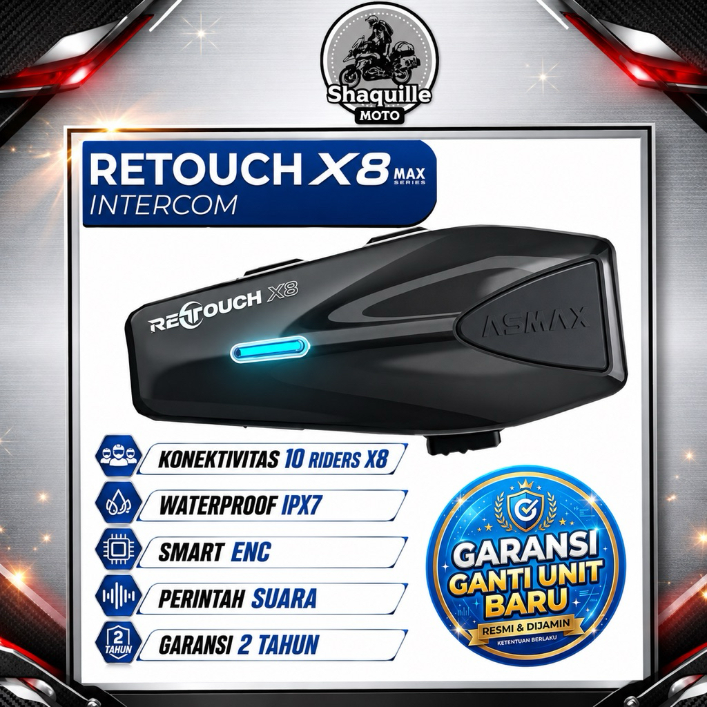 Jual PROMO Retouch INTERKOM X8 MAX Mesh 10 Rider | Intercom Retouch X8 ...