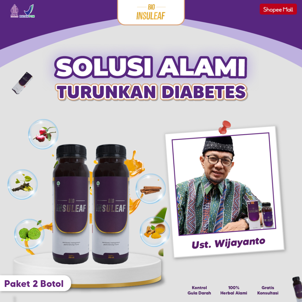 Bio Insuleaf Paket 2 Botol - Untuk Mengatasi Diabetes & Mengontrol Gula Darah Berlebih Secara Alami
