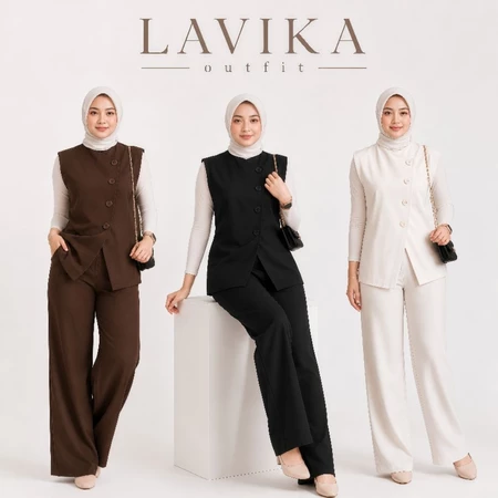 Setelan Vest & Celana Wanita Celana Panjang Bahan Semiwoll Premium | 010