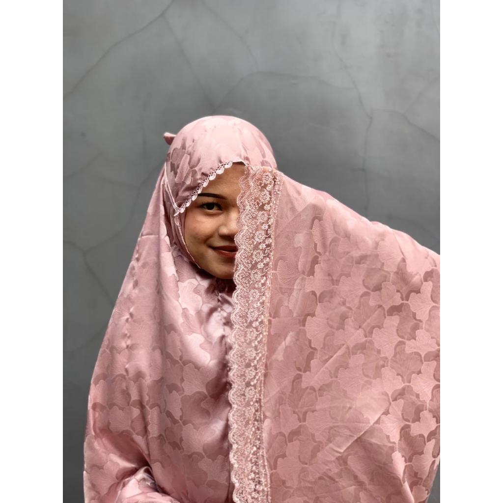 Mukena Dewasa 2 in 1 Renda Jacquard Emboss Silk Premium