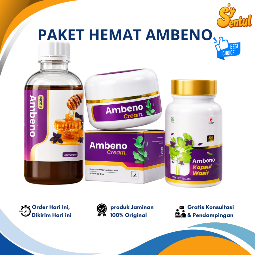AMBENO Original Obat Ambeien Stadium 1 2 3 4 Herbal Untuk Wasir Luar dan Dalam Ampuh BPOM