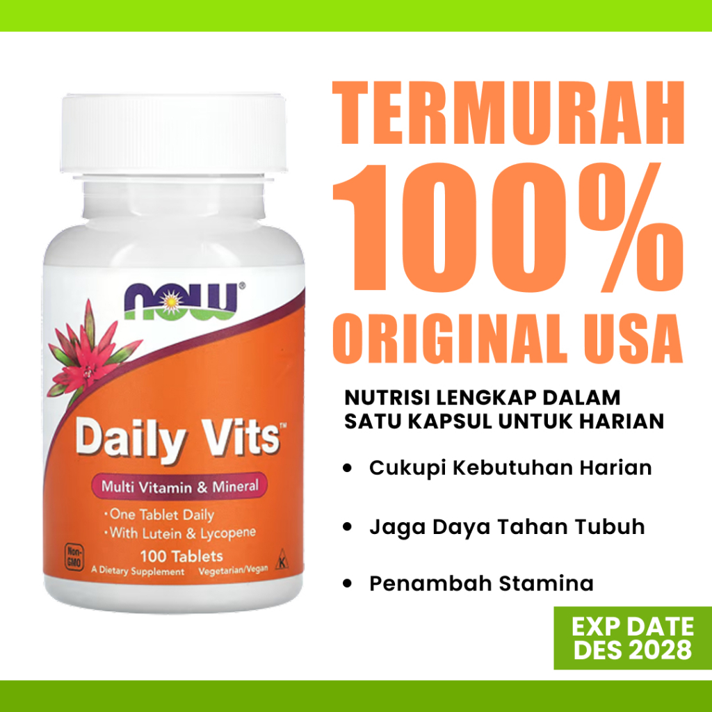 Jual Vitamin Suplemen Daily Vits Now Multivitamin dan Mineral 100 ...