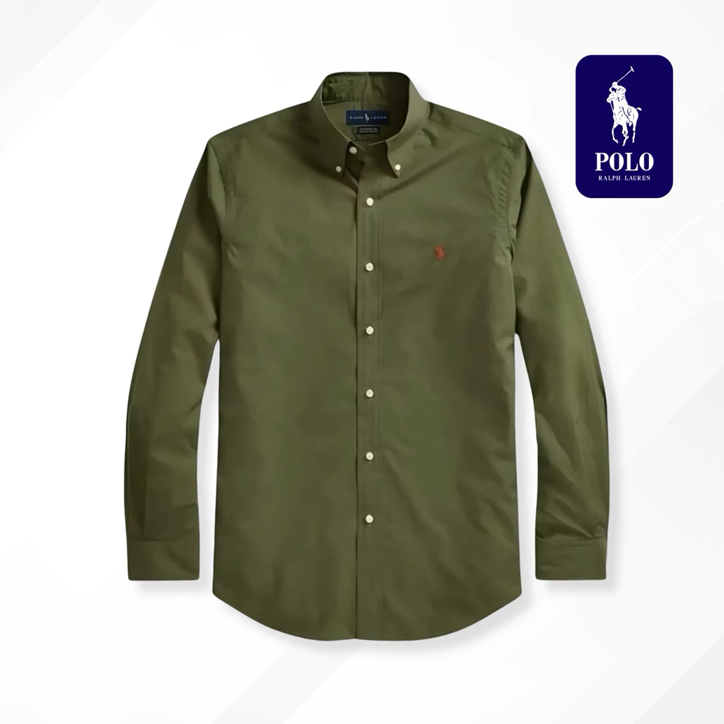 Kemeja Pria Ralph Lauren Hijau Army Premium
