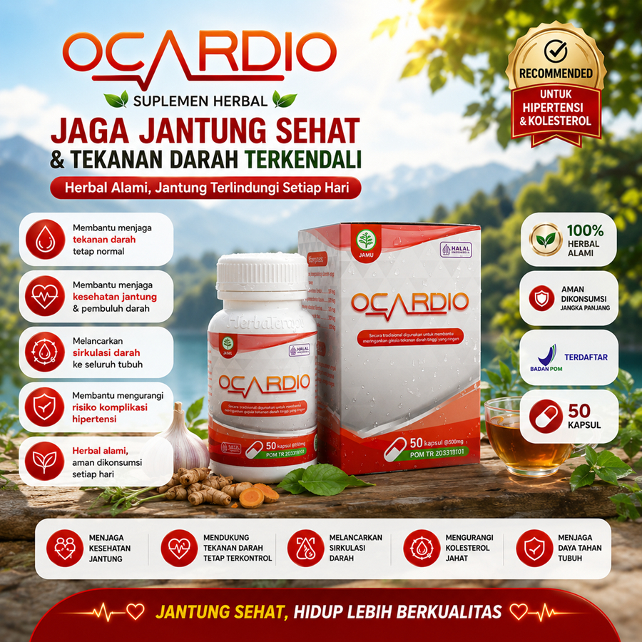 OCARDIO Obat Darah Tinggi Herbal Penurun Hipertensi jaga kesehatan jantung mencegah stroke