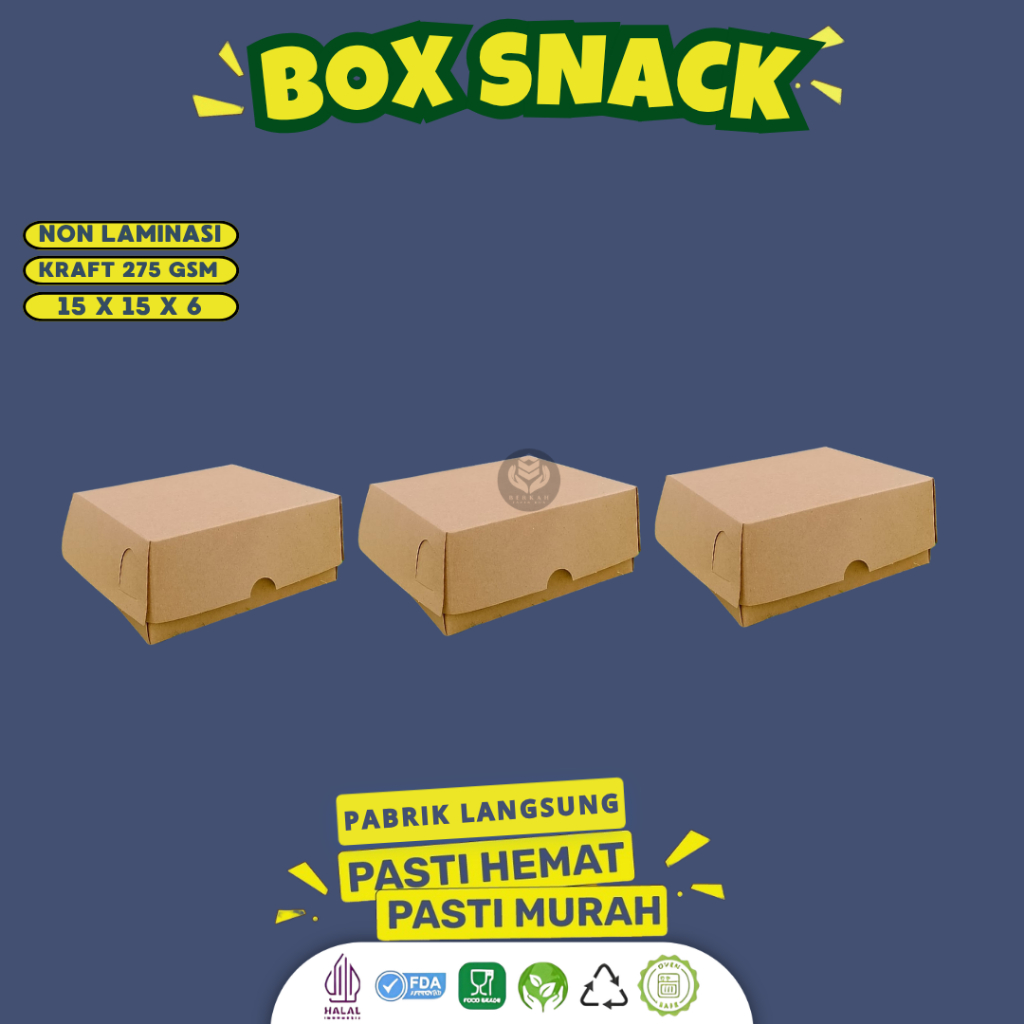 Jual Box Snack Dus Snack Snack Box 15x15x6 (B34K1-15X15X6 Cm) | Shopee ...
