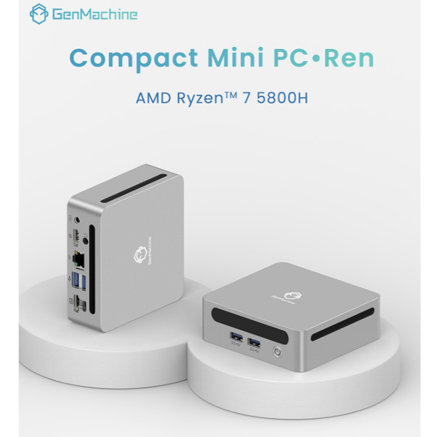 GenMachine AMD Ryzen 7 5800H HDMI WiFi6 MiniPC Gaming Triple Display Windows 11 Pro