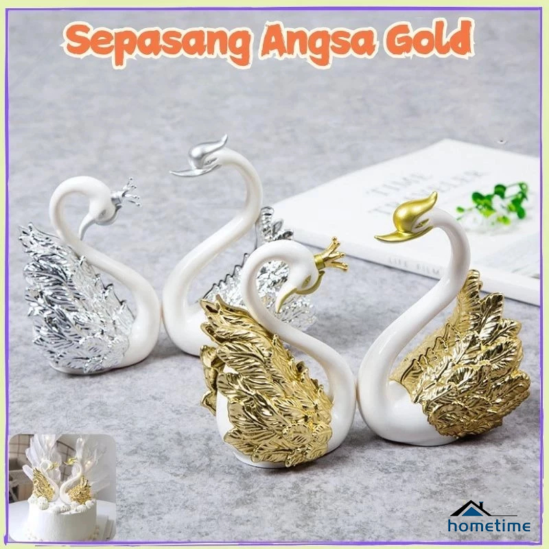 Sepasang Angsa Gold / Silver Flaminggo Hiasan / Interior Emas Dan Perak Pernikahan / Dekorasi Ruang Tamu