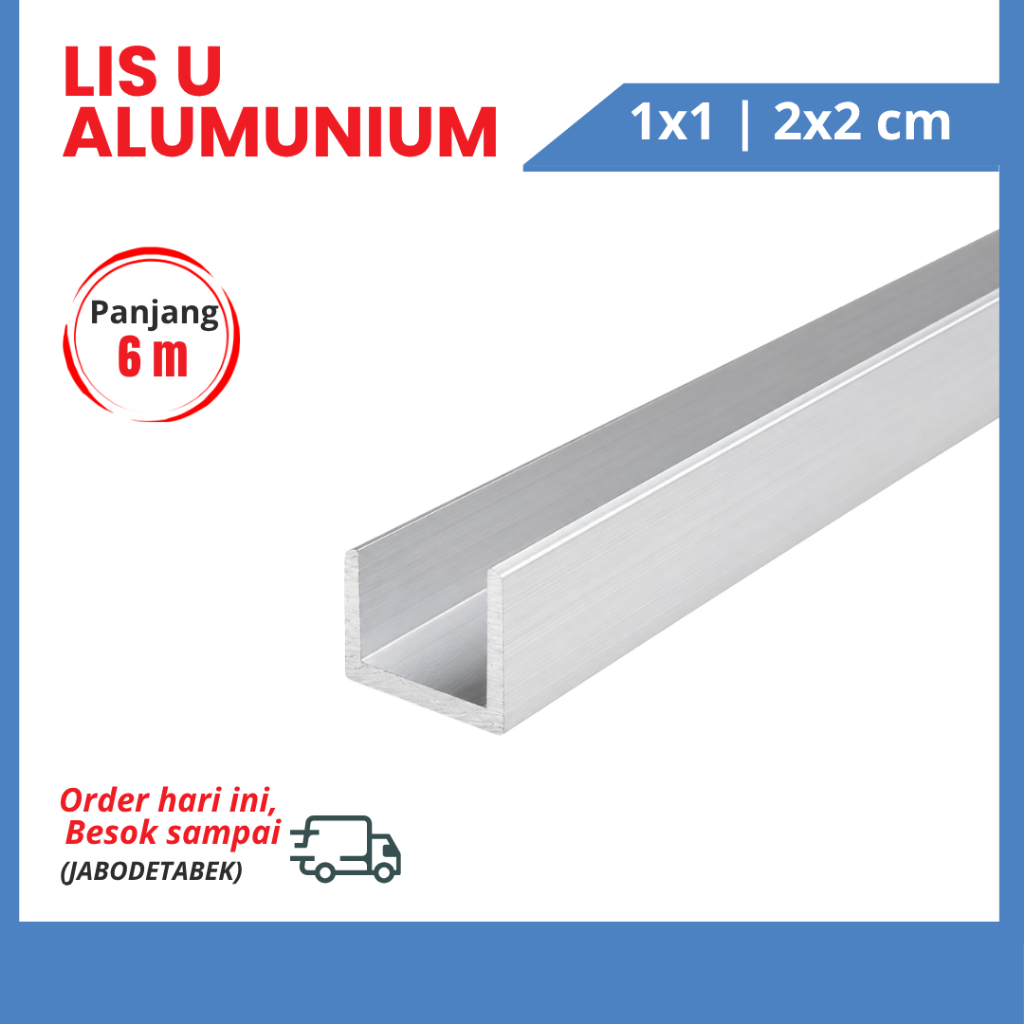 Jual Lis U Aluminium Persegi 1x1 2x2 cm Panjang 6 Meter Tali Air ...