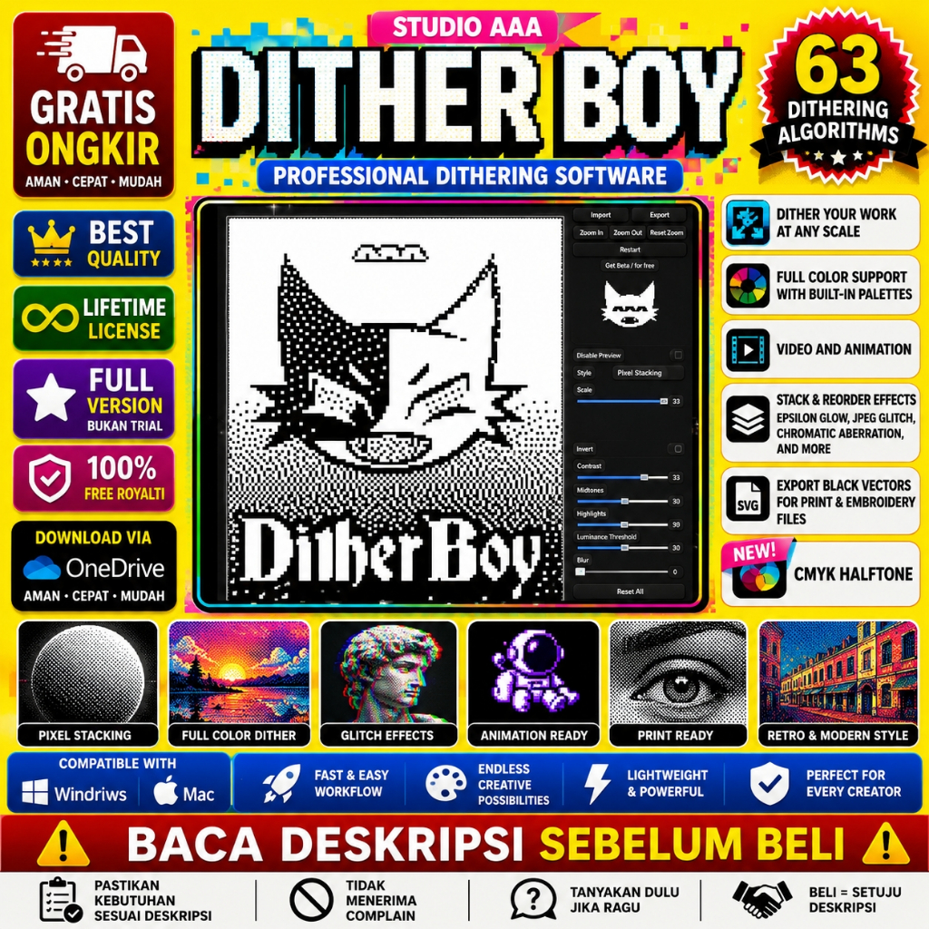 Software Efek Bitmap - Halftone - Dither Boy V6.0.3 - Studio AAA - 280526