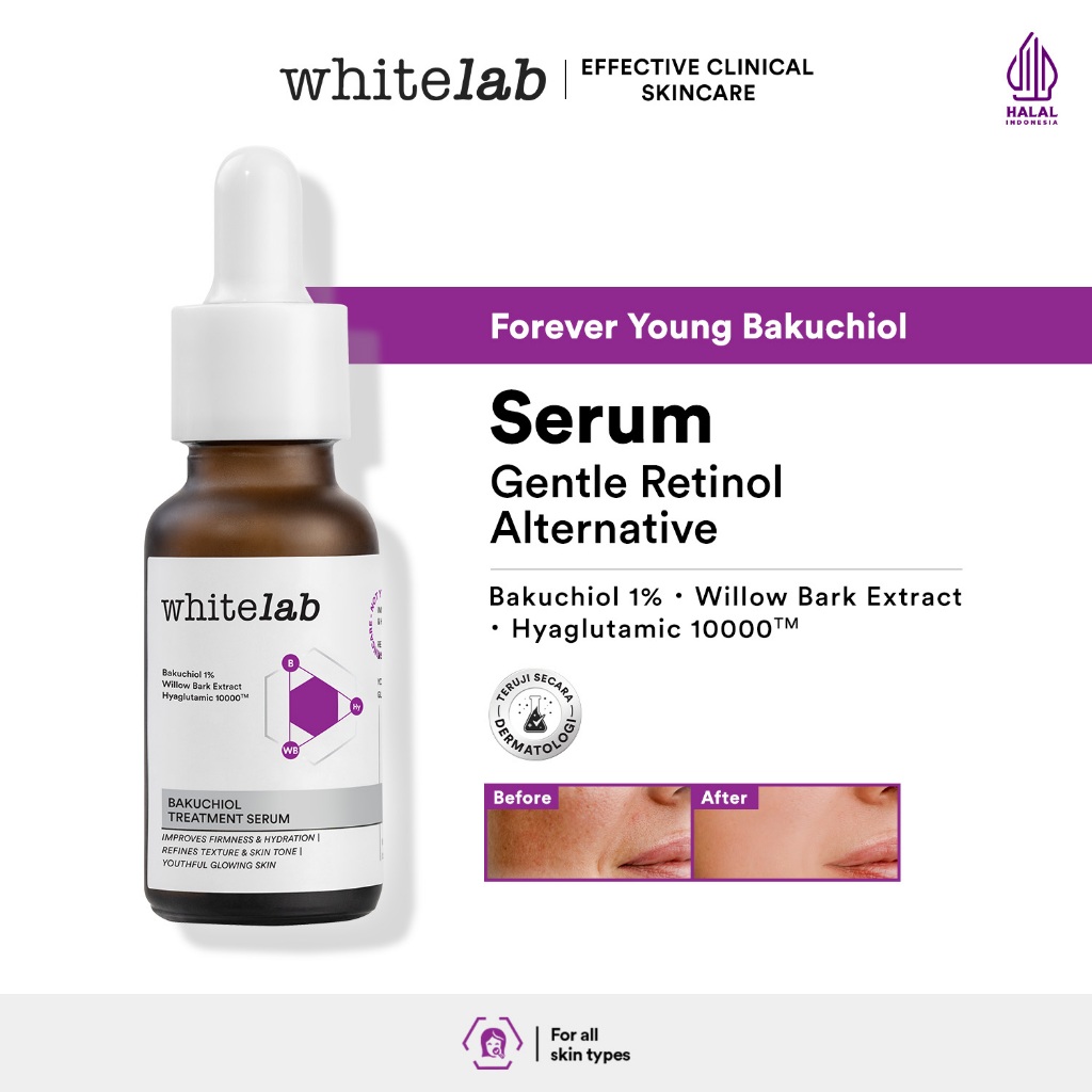 Whitelab Bakuchiol Treatment Serum - Atasi Jerawat dan Bruntusan Alternatif Retinol dengan Bakuchiol & Hyaglutamic [BPOM]