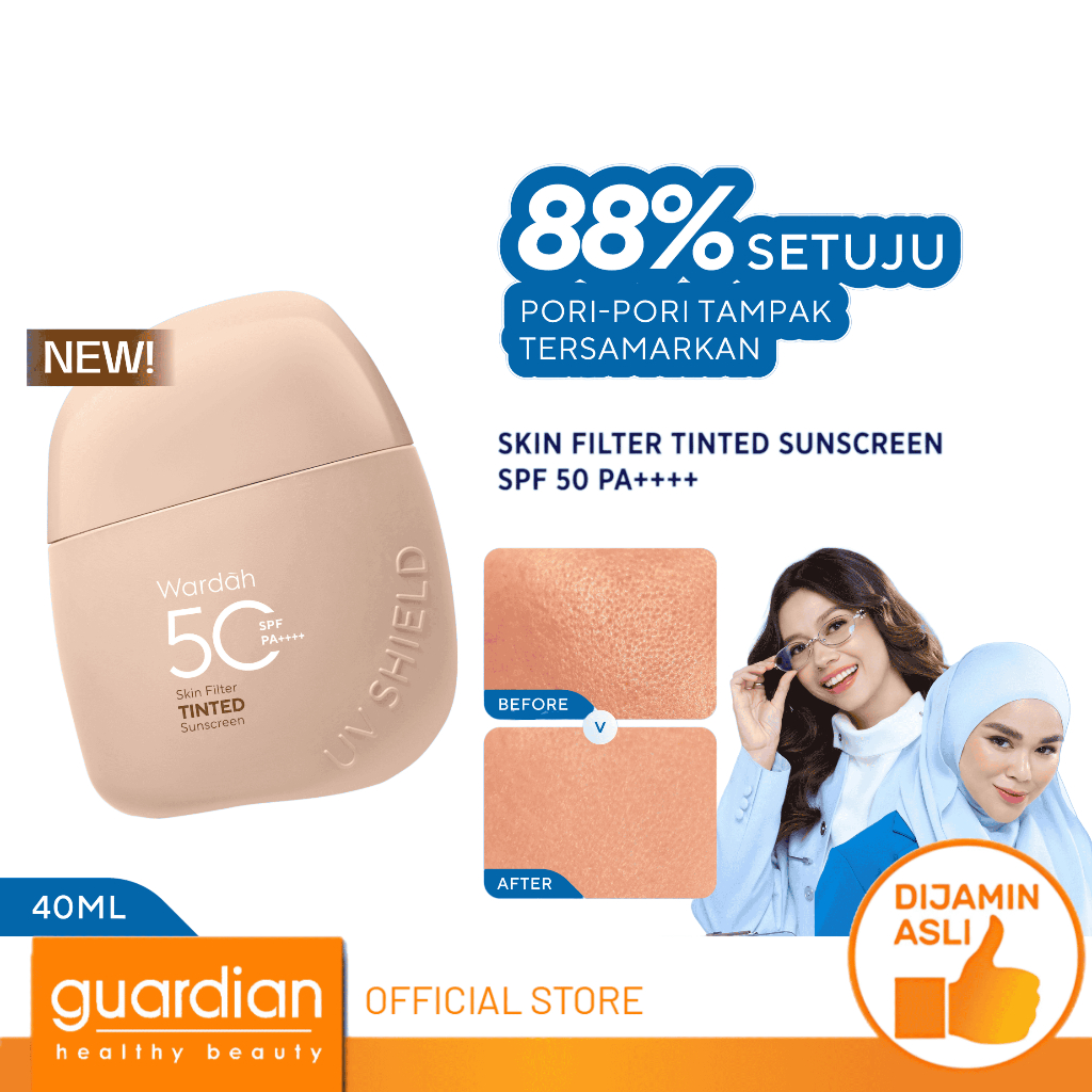 Jual Wardah Sunscreen UV Shield Skin Filter Tinted SPF 50 PA++++ 30ml ...