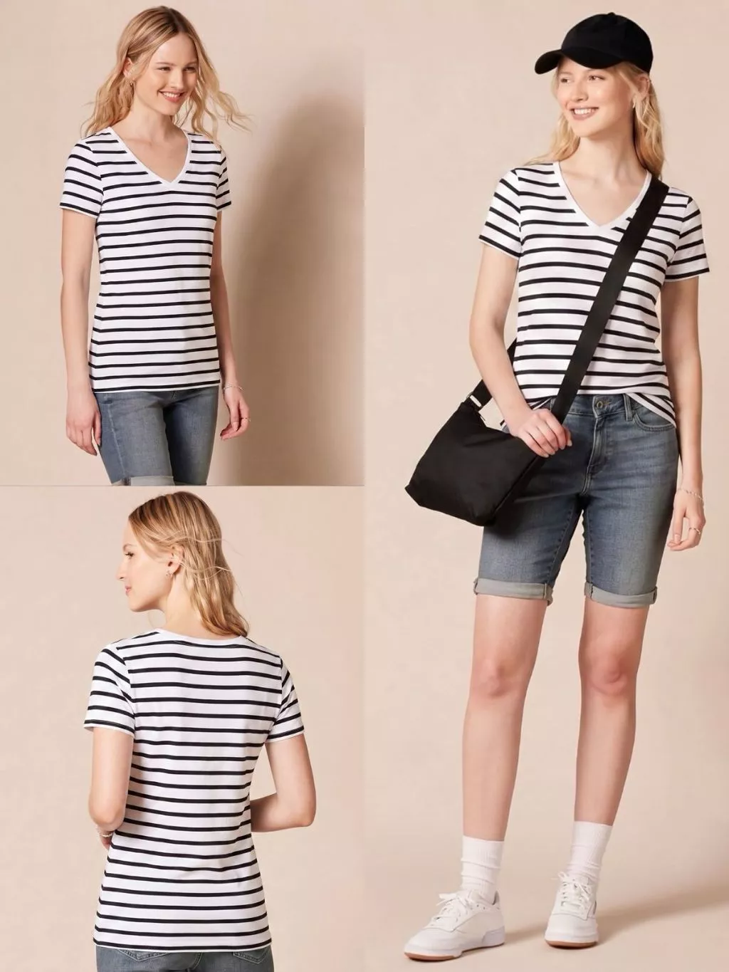 Kaos Lengan Pendek Wanita AMZ Women's Classic-Fit Short-Sleeve V-Neck T-Shirt - 2519
