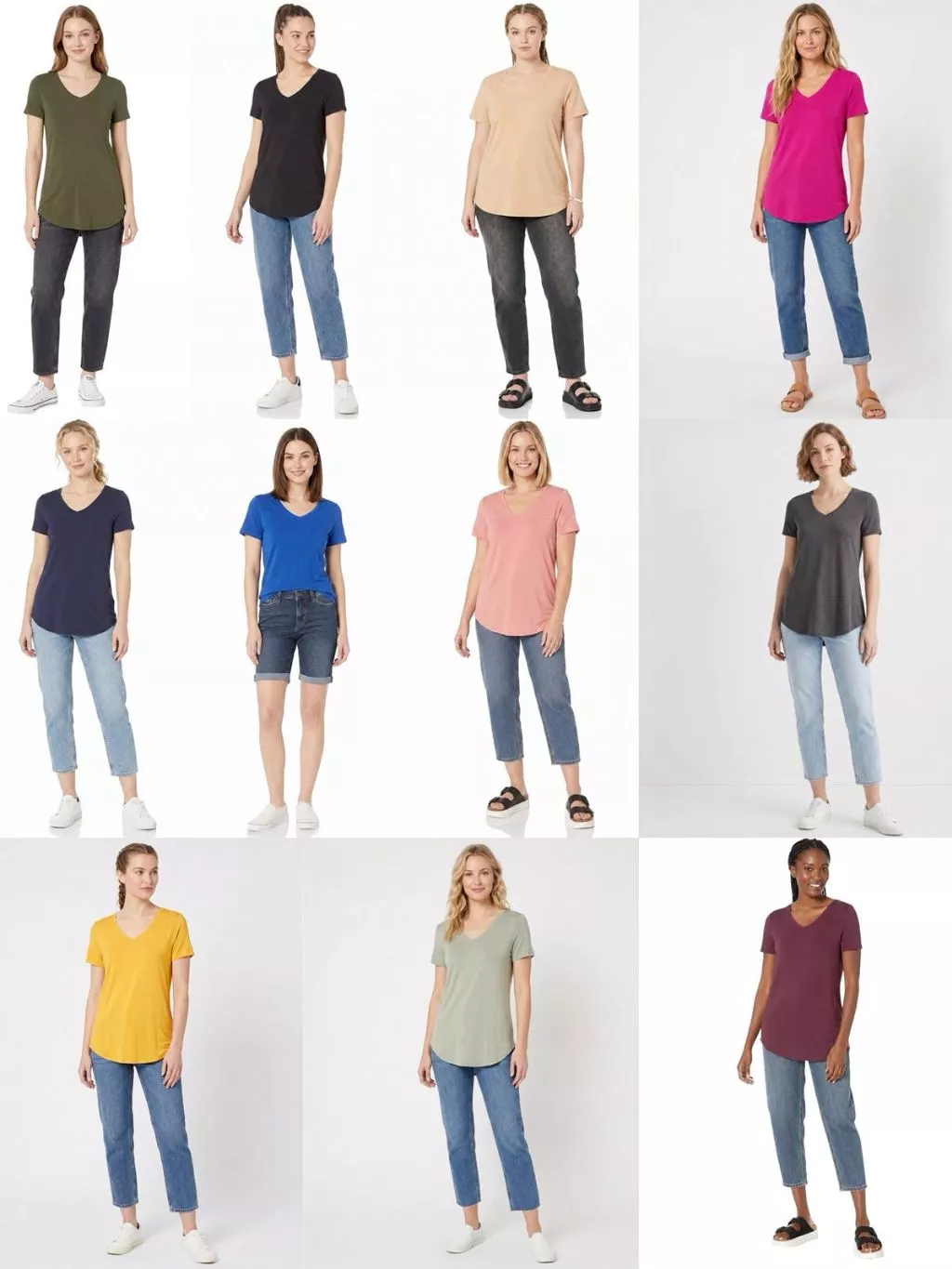 Kaos Tunik Polos Wanita Lengan Pendek Leher AMZ Women's V-Neck Short-Sleeve Tunic Shirt - 2525