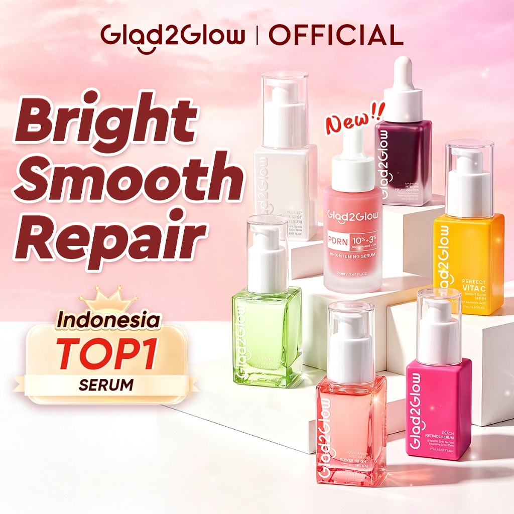 Glad2Glow Serum Series-Peeling| Exfoliating | Mencerahkan Wajah | Retinol |Niacinamide| Dark Spot | Acne | Jerawat Glowing Brightening Glow G2G