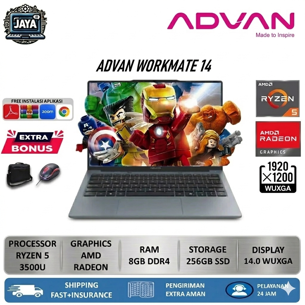 Jual Laptop Murah Advan WorkMate AMD Ryzen 5 3500U RAM 16GB 1TB SSD 14 ...