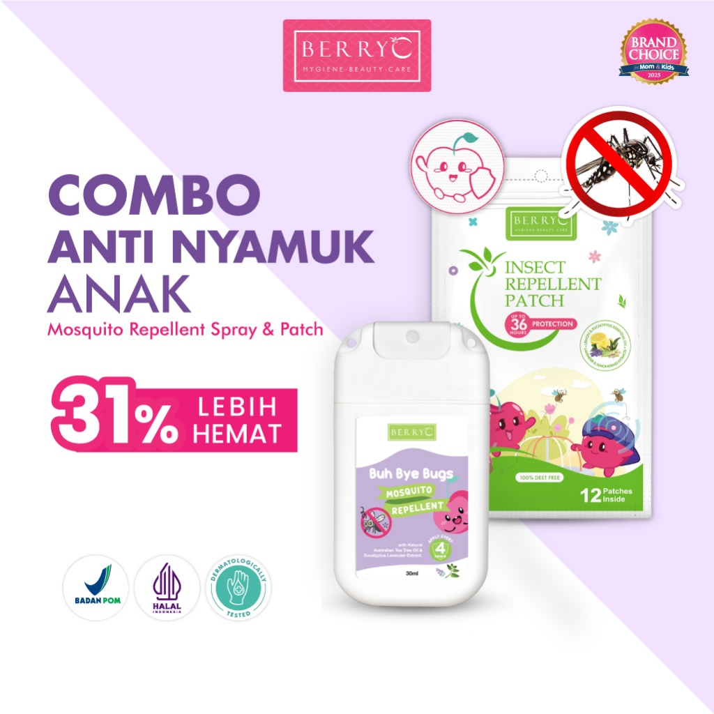 Jual BerryC Bundle Buh Bye Bugs 30/100ml + Insect Repellent Patch 12/84 ...